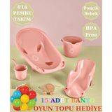 15'li Renkli Top Hediye - Bebekler Için 4'lü Bebek Banyo Seti- Bebek Banyo - Pembe