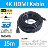 15m Metre 4K Hdmi Kablo Ultra HD Siyah Altın Uç Receiver PS3 PS4