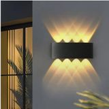 15W Dekoratif Çift Yönlü LED Duvar Apliği - 8 LED’li Modern Tasarım, Cata Kapri Dış ve İç Mekan Aydınlatma Lambası, (Siyah Kasa) (Amber Renk Işık)