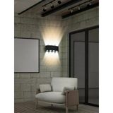 15W Dekoratif Çift Yönlü LED Duvar Apliği - 8 LED’li Modern Tasarım, Cata Kapri Dış ve İç Mekan Aydınlatma Lambası, (Siyah Kasa) (Gün Işığı)