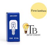 15W E14S Fırın Ampulü – Yüksek Isı Dayanıklı | 220-240V | Buzdolabı & Fırın Iç Aydınlatma Lambası - 1 ADET