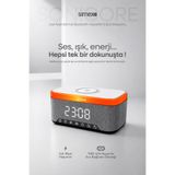 15W Kablosuz Şarj Standlı Bluetooth Hoparlör Yüksek Sesli TWS Ledli Speaker Taşınabilir Dijital Saat