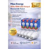 15W Led Ampul E27 Duy 6500K Beyaz Işık 1100 Lümen Tasarruflu Ampul 10 Adet