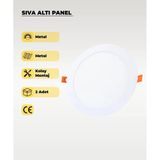 15W Sıva Altı Yuvarlak Slim Led 3200K Sarı Işık 2 Adet