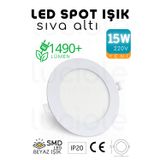 15W Slim LED Spot – Beyaz Işık, 1490 Lümen, Beyaz Kasa, 18.8 cm, 220V, 15000 Saat Ömür