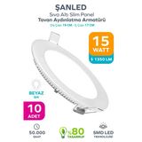 15W Tasarruflu Led Yuvarlak Beyaz Işık Sıva Altı Slim Panel Tavan Aydınlatma Armatürü 10 Adet