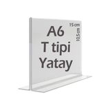 15x10,5 cm A6 T-Tipi Yatay Şeffaf Föylük Menü Broşürlük Etiketlik