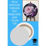 15X15 CM yuvarlak tuval %100 pamuk 285 gr arkadan zımbalı astarlı 2 cm şase 1 ADET