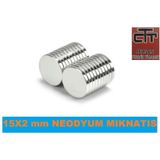 15X2 Mm Yuvarlak Güçlü Neodyum Mıknatıs-25 Adet