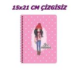 15X21 CM ÇİZGİSİZ 60 YAPRAK TELLİ DEFTER KARTON KAPAK 60 GR BEYAZ SAYFA BEST FRİENDS