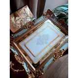15x25 cm çift sıra işlemeli keten söz & Nişan tepsi örtüsü- gold