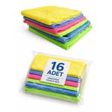 16 Adet Mikrofiber Bez Genel Temizlik Bezi Çok Amaçlı Toz Bezi