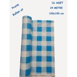 16 Adet Tek Kullanımlık Piknik Örtüsü Mavi Piti Kareli Çok Amaçlı Masa Örtüsü 100X150