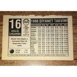 16 Aralık 1998 Çarşmaba Diyanet Takvim Yaprağı (Sahafiye Kitap)