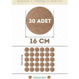 16 cm Çap 30 Adet Supla Amerikan Servis Runner MDF Duralit Magnet Altı Ahşap 3 mm (2,7 mm) Kalınlık