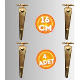 16 cm Metal Klas Koltuk Ayağı Mobilya Ayağı Ünite Ayağı Konsol Ayağı Puf Berjer Ayağı (4 Adet) - Gold