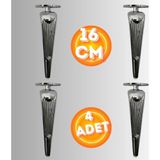 16 cm Metal Klas Koltuk Ayağı Mobilya Ayağı Ünite Ayağı Konsol Ayağı Puf Berjer Ayağı (4 Adet) - Krom