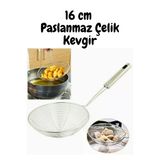 16 Cm Paslanmaz Çelik Kızartma Kevgir Yağ Süzgeç Çelik Tel Kepçe