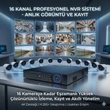 16 Kanallı Ip 8 Mp Nvr (Network Video Recorder) Kayıt Cihazı - Siyah