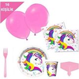16 Kişilik Unicorn Tabak Bardak Doğum Günü Seti