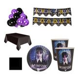 16 Kişilik Wednesday Tabak, Bardak Yazı Balon Seti, Addams Wednesday Parti Doğum Günü Parti Süsleri-