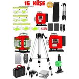 16 Köşe Göstergeli 4d Lazer Metre Terazi 360 Tripod Çapraz Çizgi Yeşil Yapı Fayans Alan Ölçme Inşaat