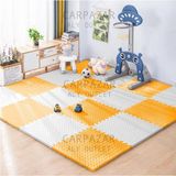 16 Lı Set Eva Tatami Minder Mat Spor Oyun Egzersiz Yoga Minder Matı 50X50 13MM - Turuncu - Beyaz - 200 x 200 cm
