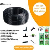 16 mm 200 Metre 20 cm Damlama Sulama Hortumu Seti 18’li Set - Belirtilmemiş