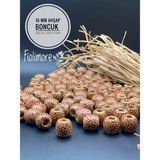 16 mm Desenli Ahşap Boncuk (50 Gram 38 Adet) Delik Çapı 6 mm Makrome Takı Bileklik Yuvarlak - Kahve