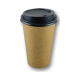16 Oz Kahverengi Kraft Kapaklı Baskısız Karton Sıcak Kahve Bardağı 100 Adet 100 Adet