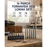 16 Parça Bits, Adaptör Ve Tornavida Ucu Seti