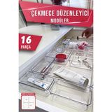 16 Parça Çok Amaçlı Makyaj Organizeri Çekmece Düzenleyici Şeffaf Modüler