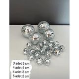 16 PARÇA Disko Topu Pasta Süsü Seti-[ 2 cm-3 cm-4 cm-5 cm] Aynalı Küreler-Pasta Ve Parti Dekorasyonu