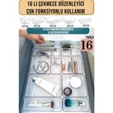 16 Parça Modüler Çok Amaçlı Çekmece Içi Düzenleyici Makyaj Takı Ofis Mutfak Organizeri