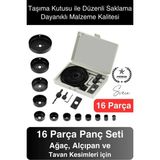 16 Parça Panç Seti Ağaç Kesme Testere Matkap Ucu Takımı Alçıpan Tavan Kartonpiyer Alyan Anahtar - diğer - Altın