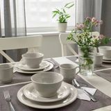16 Parca Sandskdda Yemek Takimi 4 Kisilik Meridyendukkan Toprak Ton Bej Renk Rustik Set-Stoneware