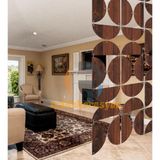 16 Parça Yarım Daire Ceviz Ağacı Renkli Oda Bölücü / Seperatör - 28 x 28