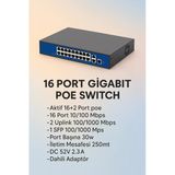 16 Port 10/100/1000Mbps 16+2 Gigabit Poe Switch