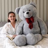 160 cm Dev Pelüş,Papyonlu Ayı,Yumuşak ve Sevimli Büyük Boy Oyuncak Ayı,Sarılmalık Ayı,Papyonlu,Sevgiliye Hediye Ayıcık, (Gri)