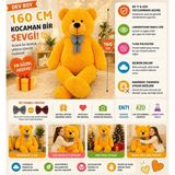 160 cm Dev Pelüş,papyonlu Peluş Ayı,yumuşak ve Sevimli Büyük Boy Oyuncak,sarılmalık Ayı,papyonlu Ayıcık,sevgiliye Hediye Ayıcık (Sarı) - Çok Renkli