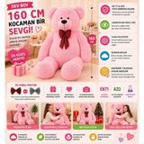 160 cm Dev Pelüş,papyonlu,peluş,yumuşak ve Sevimli Büyük Boy Oyuncak,oyuncak,sarılmalık Ayı,papyonlu,sevgiliye Hediye,dev,büyük Boy (Pembe) - Çok Renkli