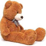 160 cm Sevgiliye Özel Romantik Dev Boy Papyonlu Peluş Ayı- % 100 Yerli - Kahverengi