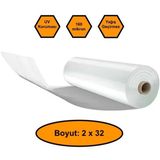 160 Micron Naylon Örtü, Şeffaf Su Geçirmez Naylon, 2X32 Metre