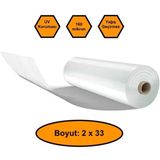 160 Micron Naylon Örtü, Şeffaf Su Geçirmez Naylon, 2X33 Metre