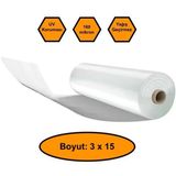 160 Micron Naylon Örtü, Şeffaf Su Geçirmez Naylon, 3X15 Metre