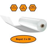 160 Micron Naylon Örtü, Şeffaf Su Geçirmez Naylon, 3X30 Metre