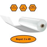 160 Micron Naylon Örtü, Şeffaf Su Geçirmez Naylon, 3X49 Metre