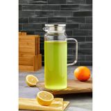 1600 ml Borosilikat Cam Sürahi – Paslanmaz Çelik Kapaklı, Isıya Dayanıklı, Şık ve Sağlıklı Tasarım - 1,6 lt - Şeffaf