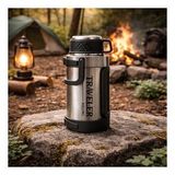 1600 Ml Çift Katmanlı Vakumlu Çelik Termos Taşıma Saplı Sızdırmaz Outdoor Büyük Boy (Beyaz Gümüş)