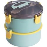 1600ML Yuvarlak Lunchbox Yeni Koleksiyon Çift Katlı Çelik Sefer Tası Yemek Kutusu - Renkli